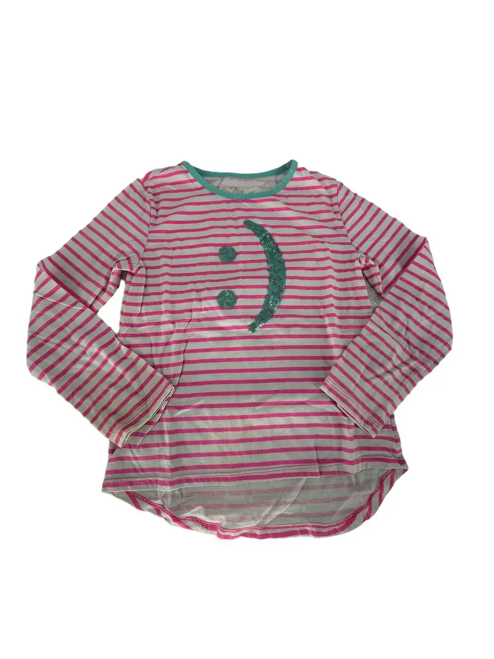 The Children's Place Girls Striped Smiley Face Long Sleeve Top Youth Size Large
